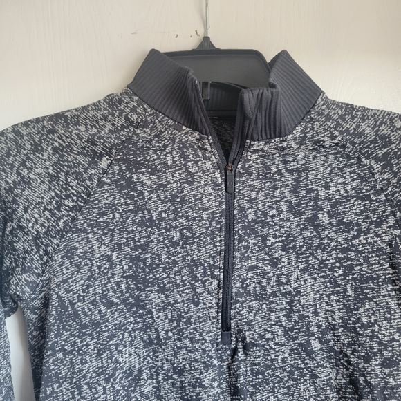 Black and grey Lululemon mock neck quarter zip up shirt - Picture 2 of 6